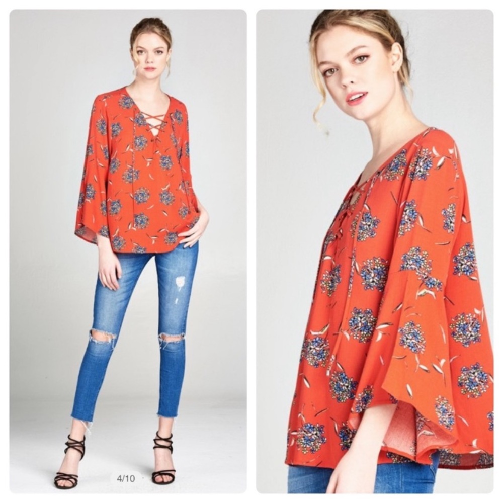 NEW: Adorable red top from Oddy with flare sleeves